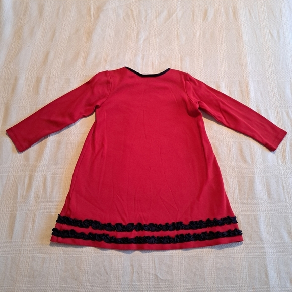 Hanna Andersson girls size 120 or 6-7 red dress with blue accent & heart design - Picture 2 of 8